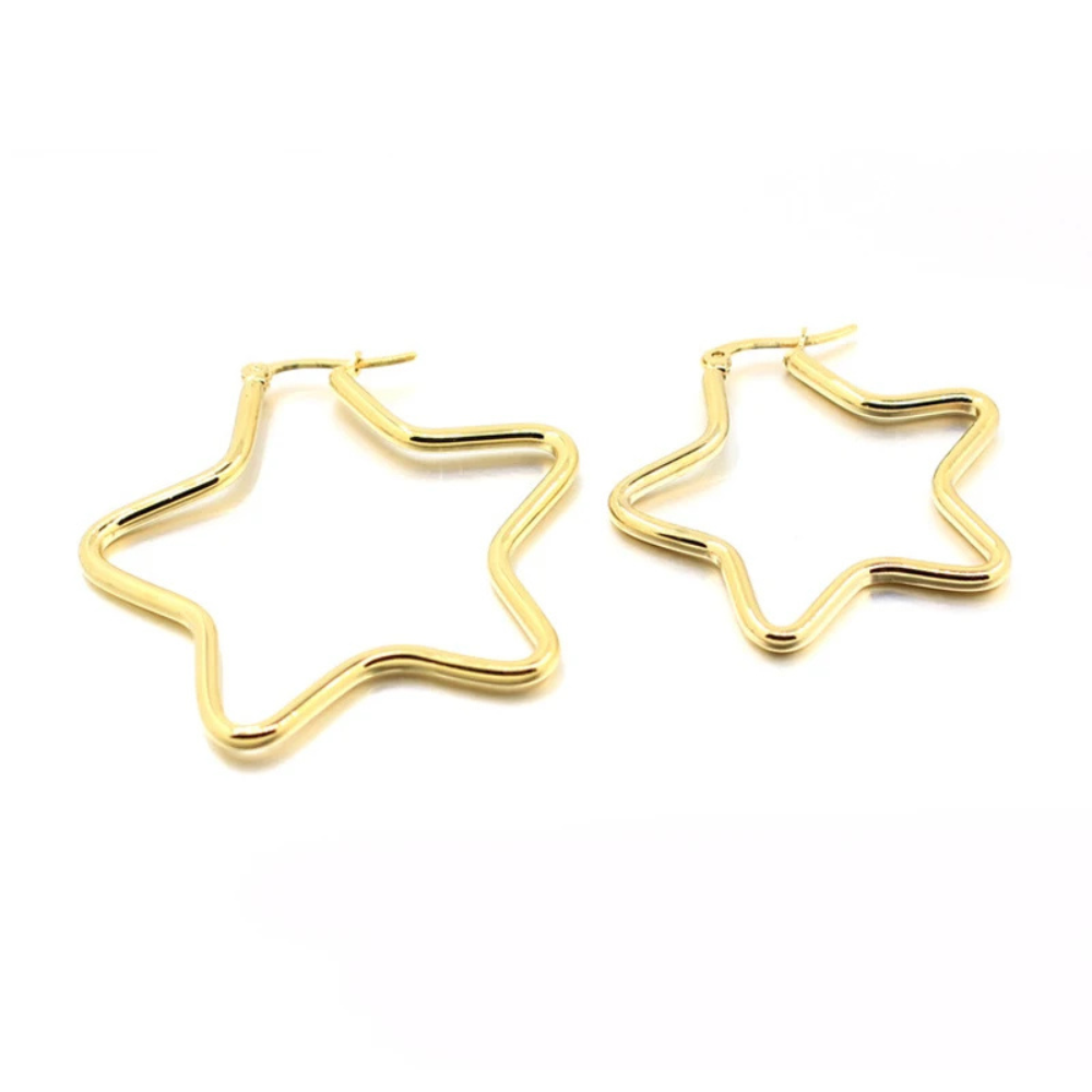 Boucles d'Oreilles Créoles Étoile doré