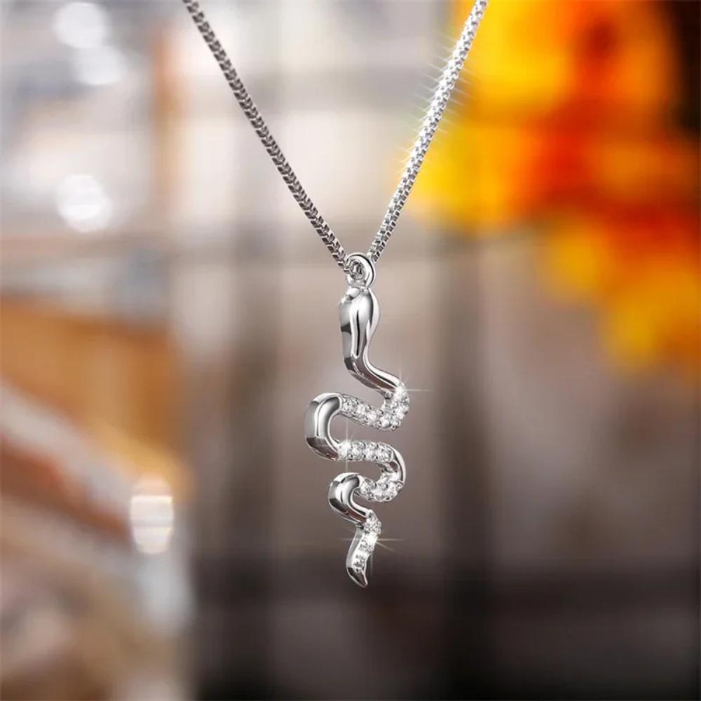 Collier Serpent Strass argenté