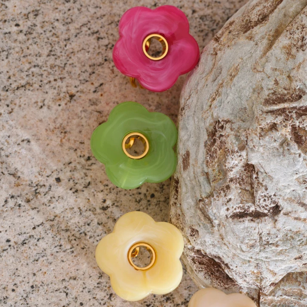 Bague Fleur Résine acier