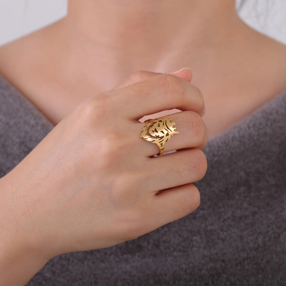Bague Lion Couronne femme