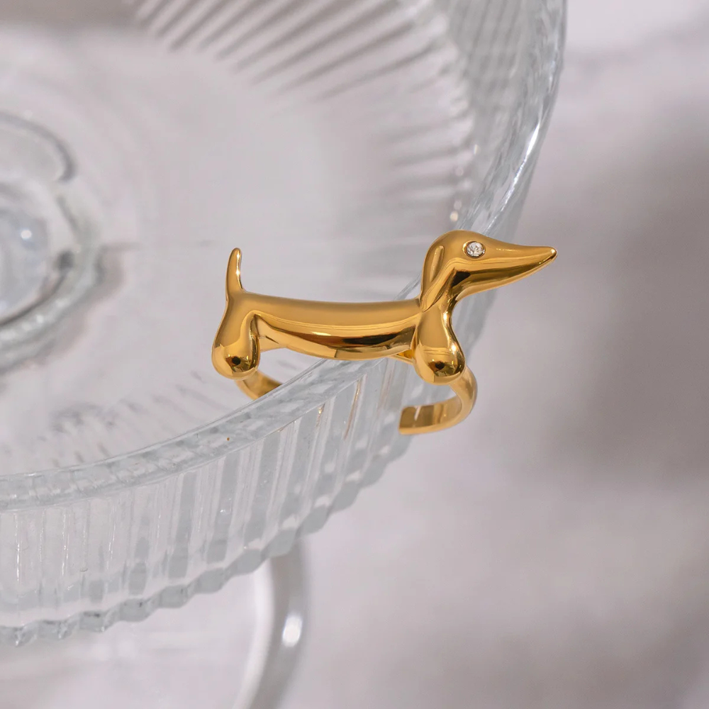 Bague Chien Minimaliste zircon