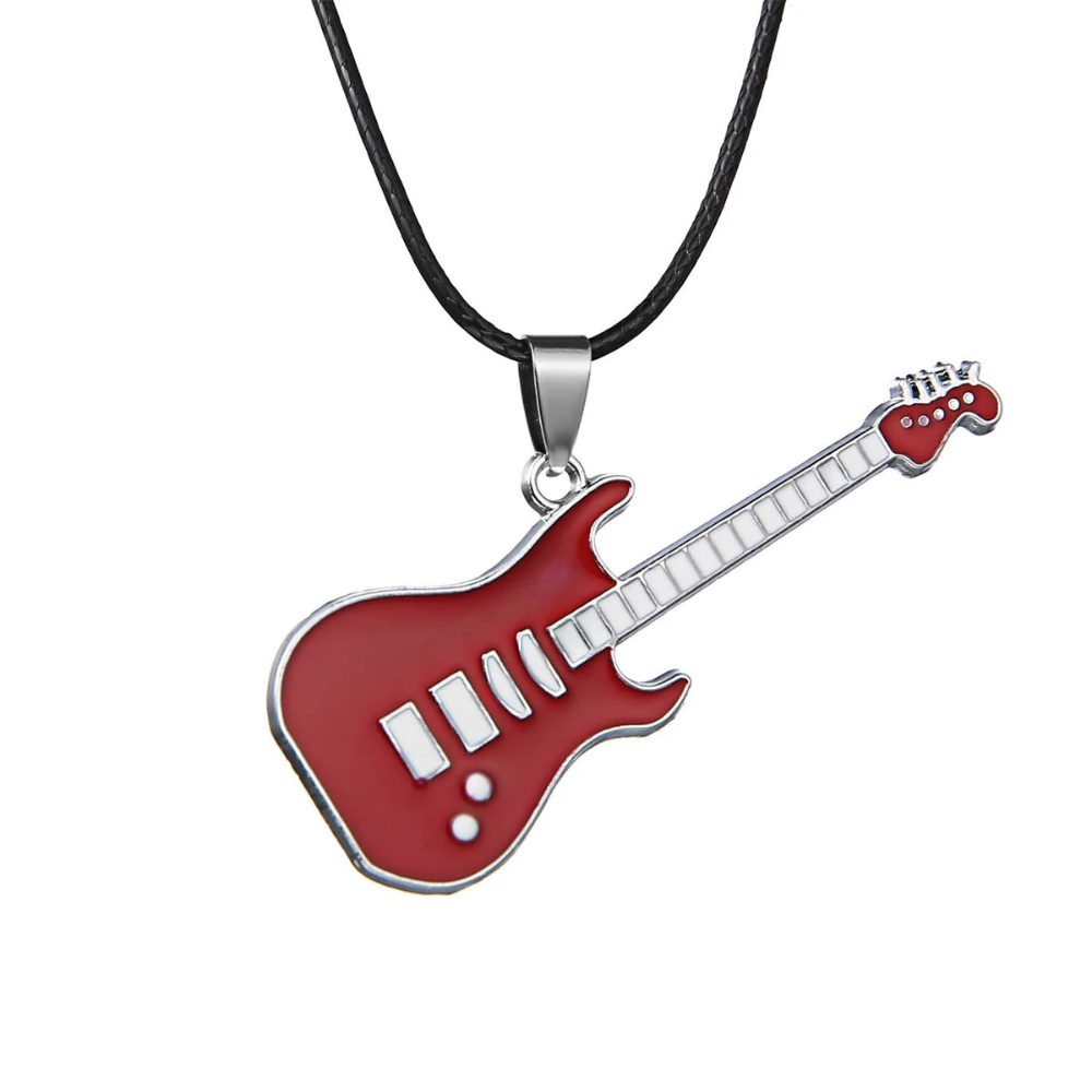 Collier Pendentif Guitare rouge