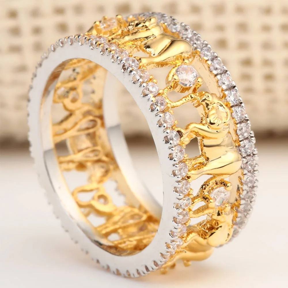 Bague Éléphant Or Argent doré