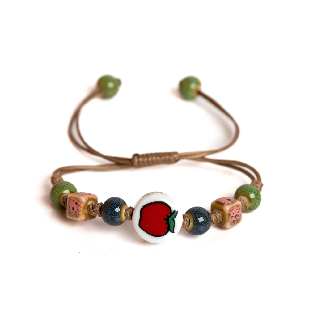 Bracelet Cordon Pomme marron