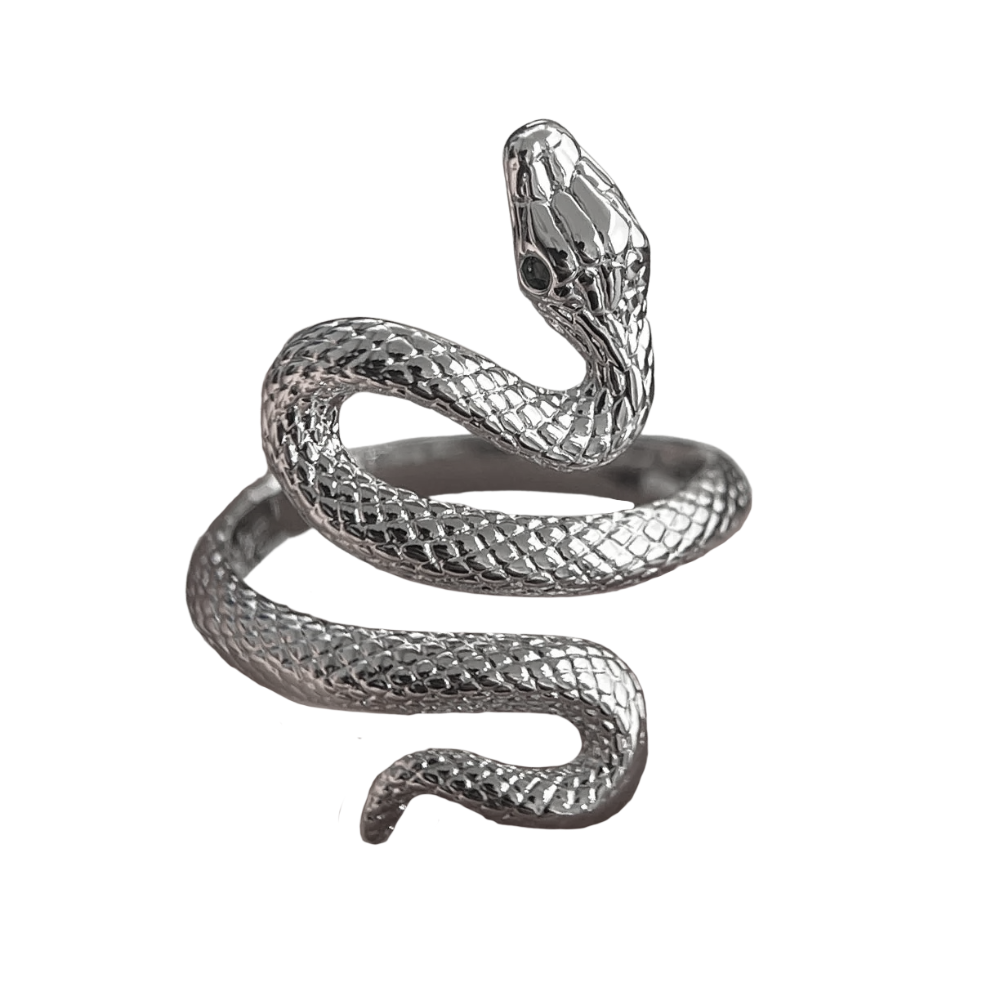 Bague Serpent Yeux Verts argent