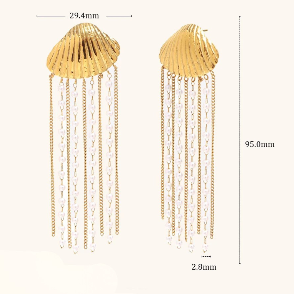 Boucles d'Oreilles Coquillage Tombantes doré