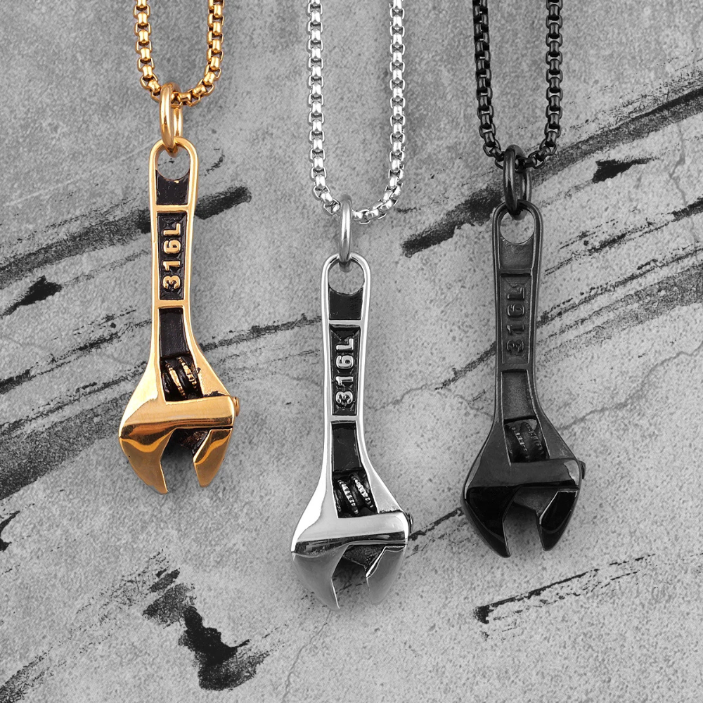 Collier Pendentif Clé à Molette acier inox