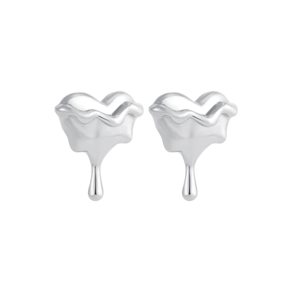 Boucles d'Oreilles Coeur qui Coule argent
