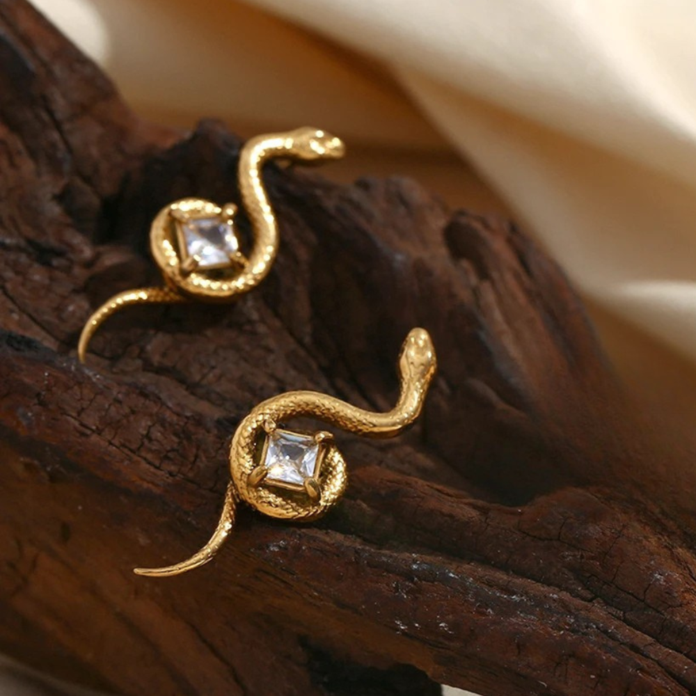 Boucles d'Oreilles Serpent Diamant or