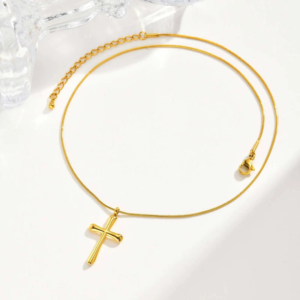 Collier Croix Élégant Femme doré
