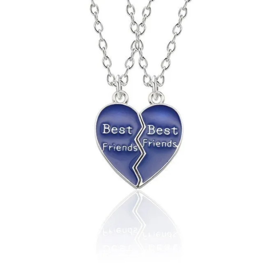 Collier Best Friends Coeur Bleu