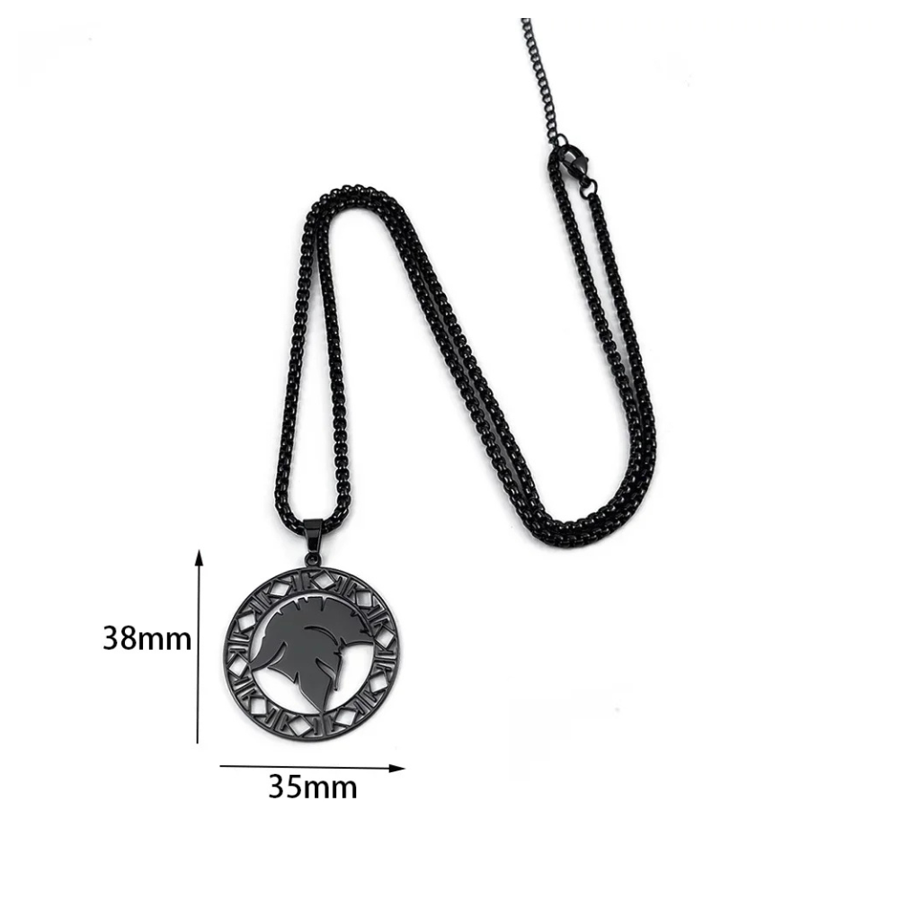 Collier Pendentif Spartan Soldat noir