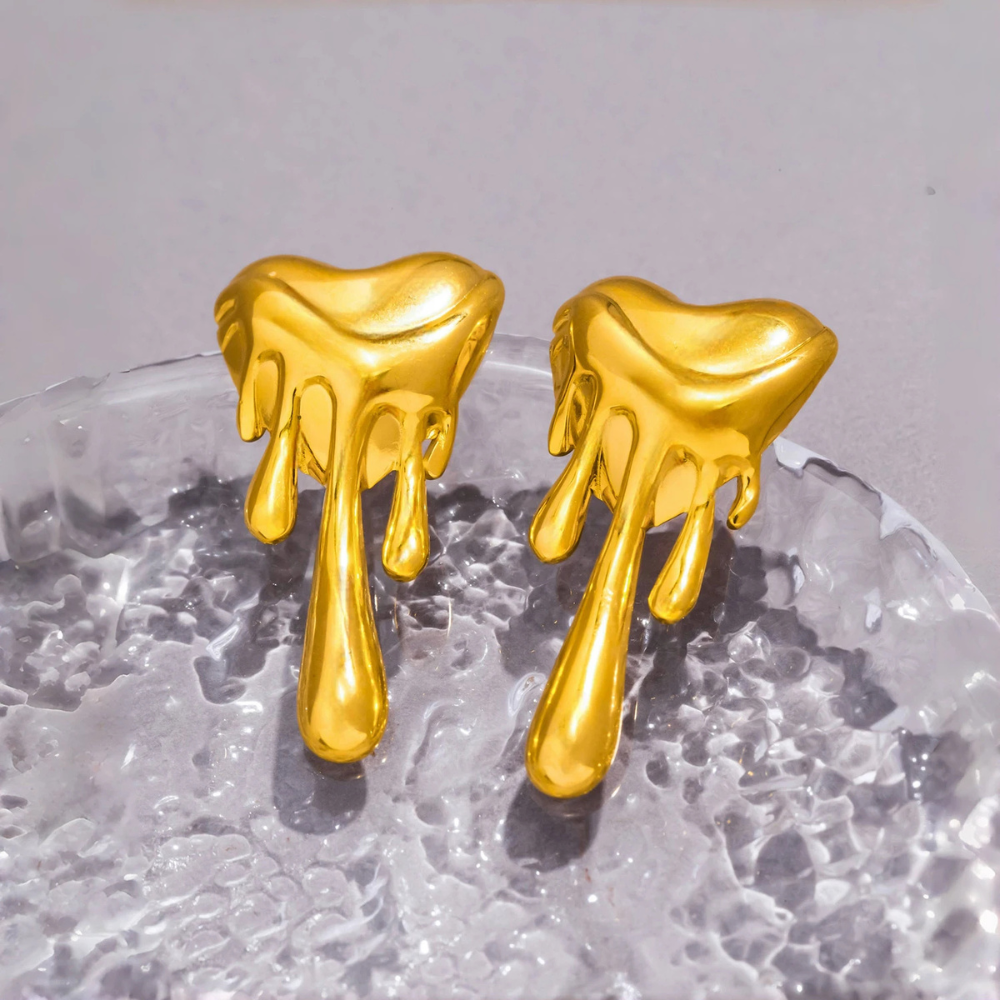 Boucles d'Oreilles Coeur Lave fond