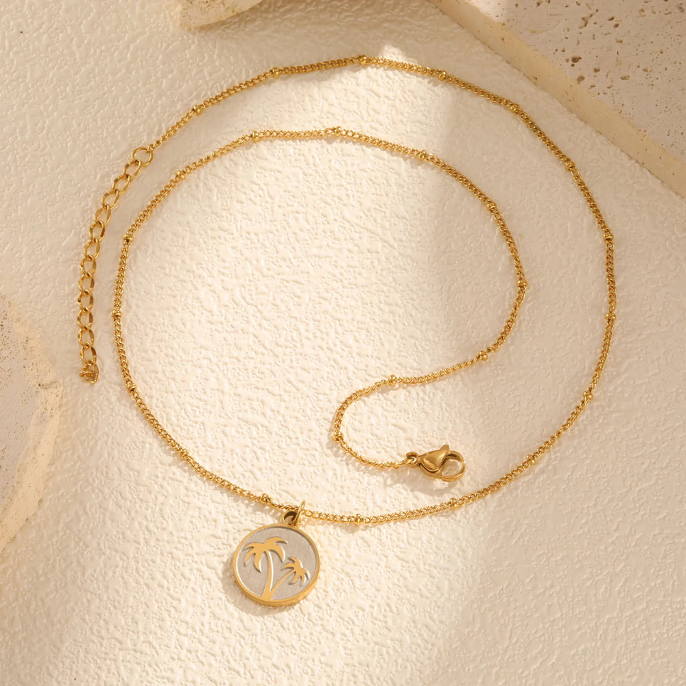 Collier Palmier Nacre Blanc femme