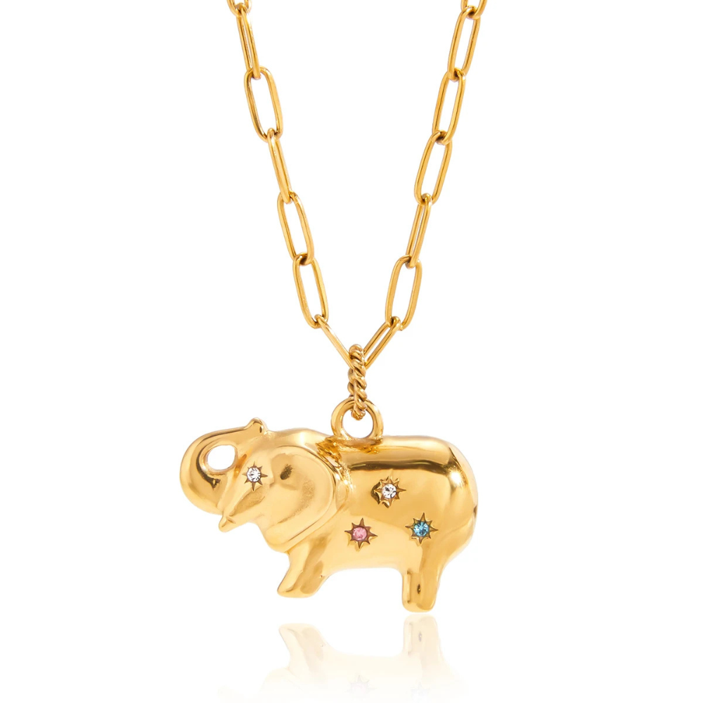 Collier Éléphant Strass Couleurs