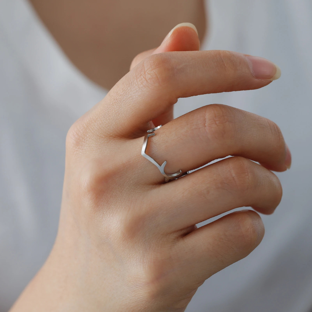 Bague Bois de Cerf Acier femme