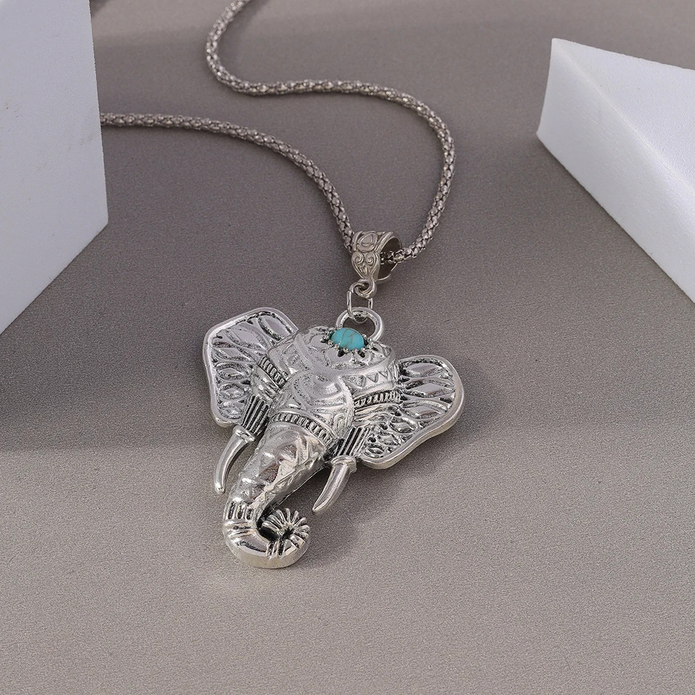 Collier Tête d'Éléphant perle Bleue spiritualite