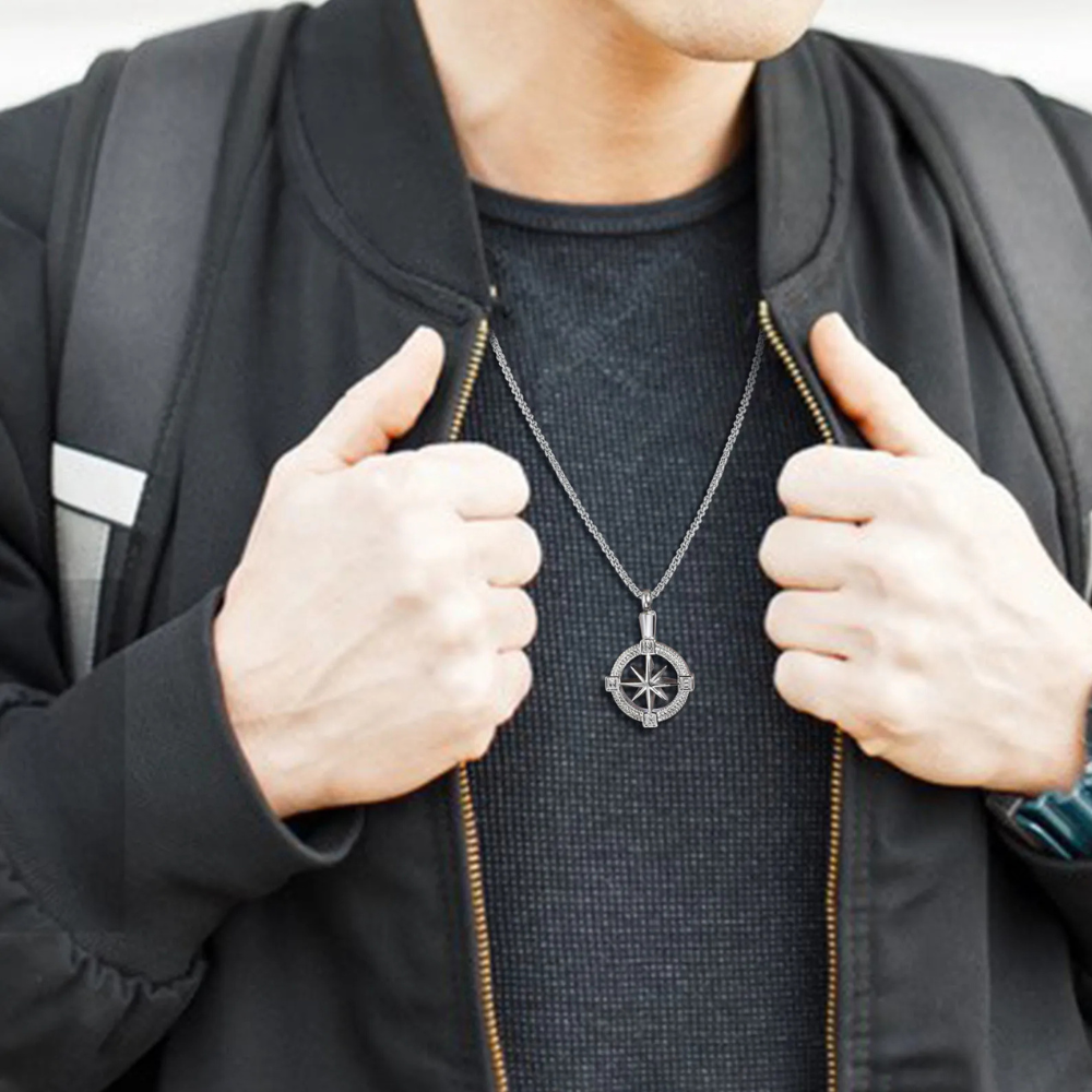 Collier Boussole Homme acier