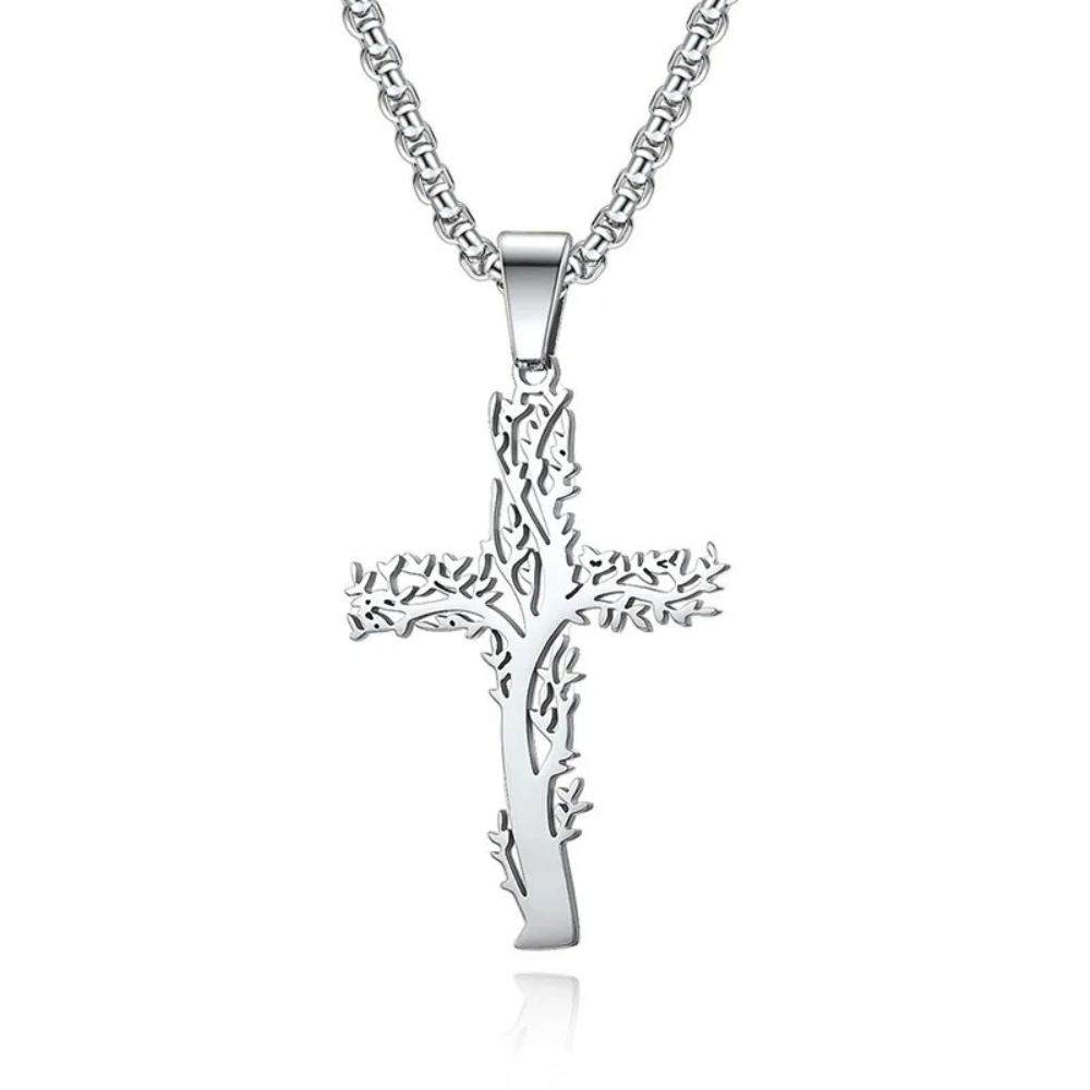 Collier Croix Arbre argent