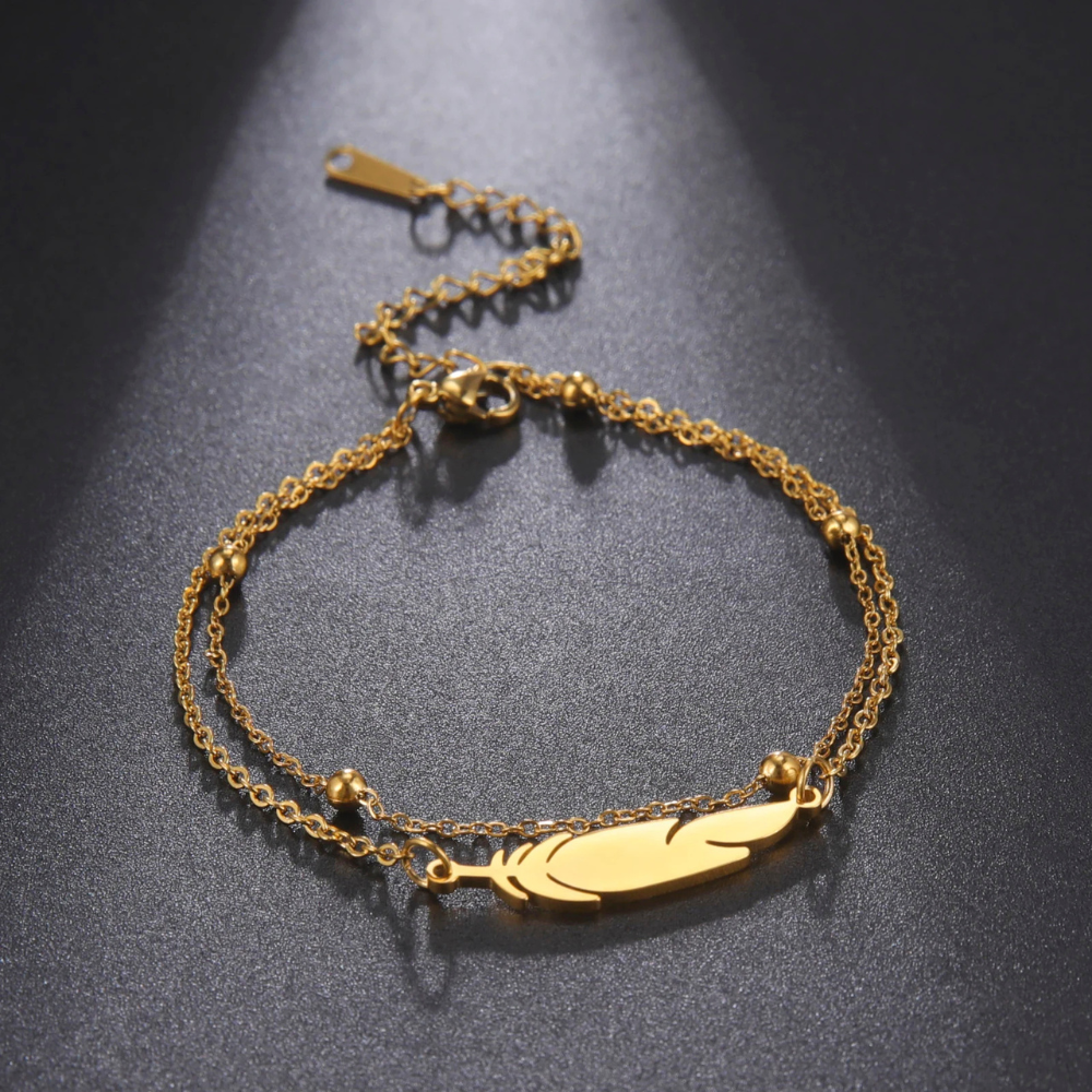 Bracelet Plume Femme acier
