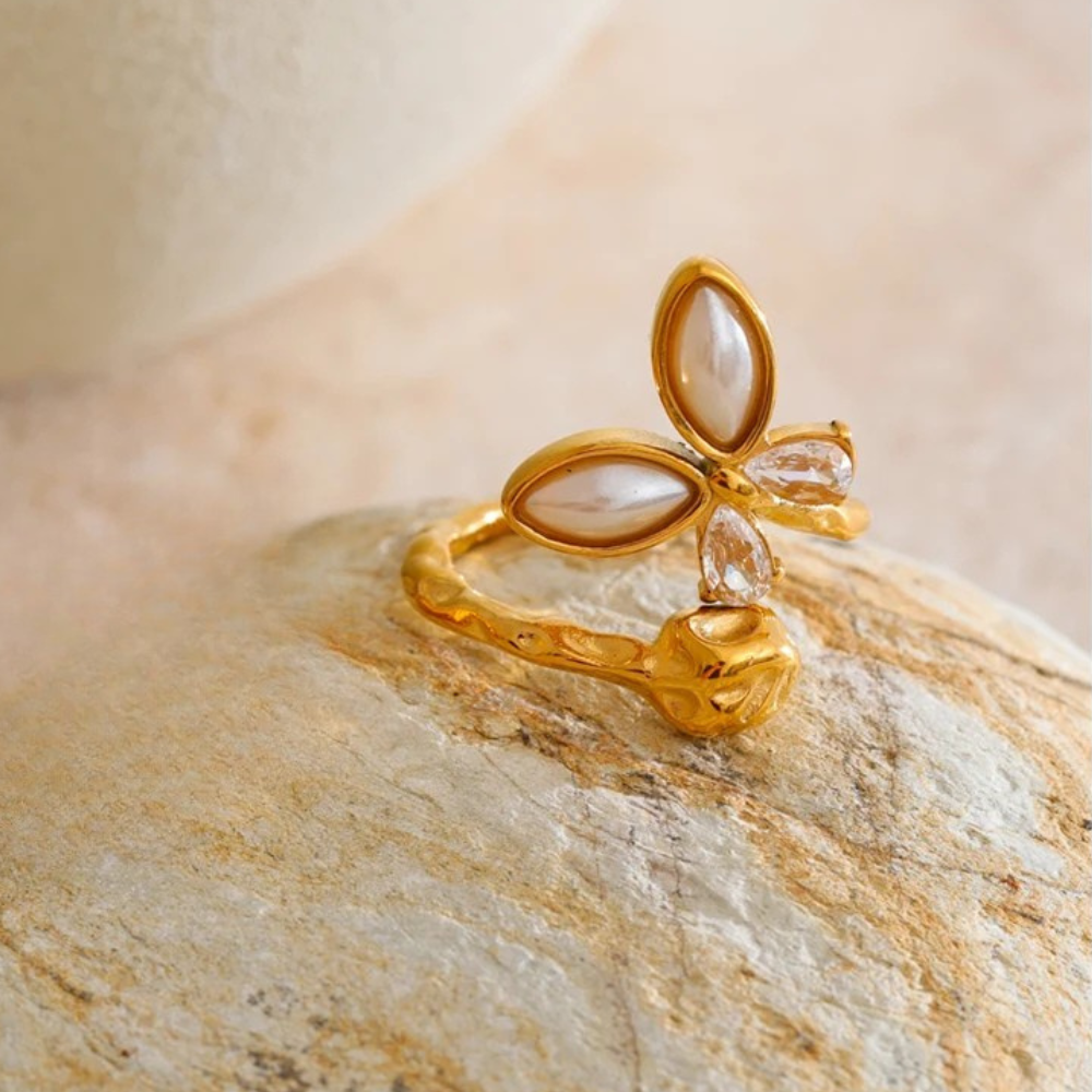 Bague Papillon Doré Femme strass