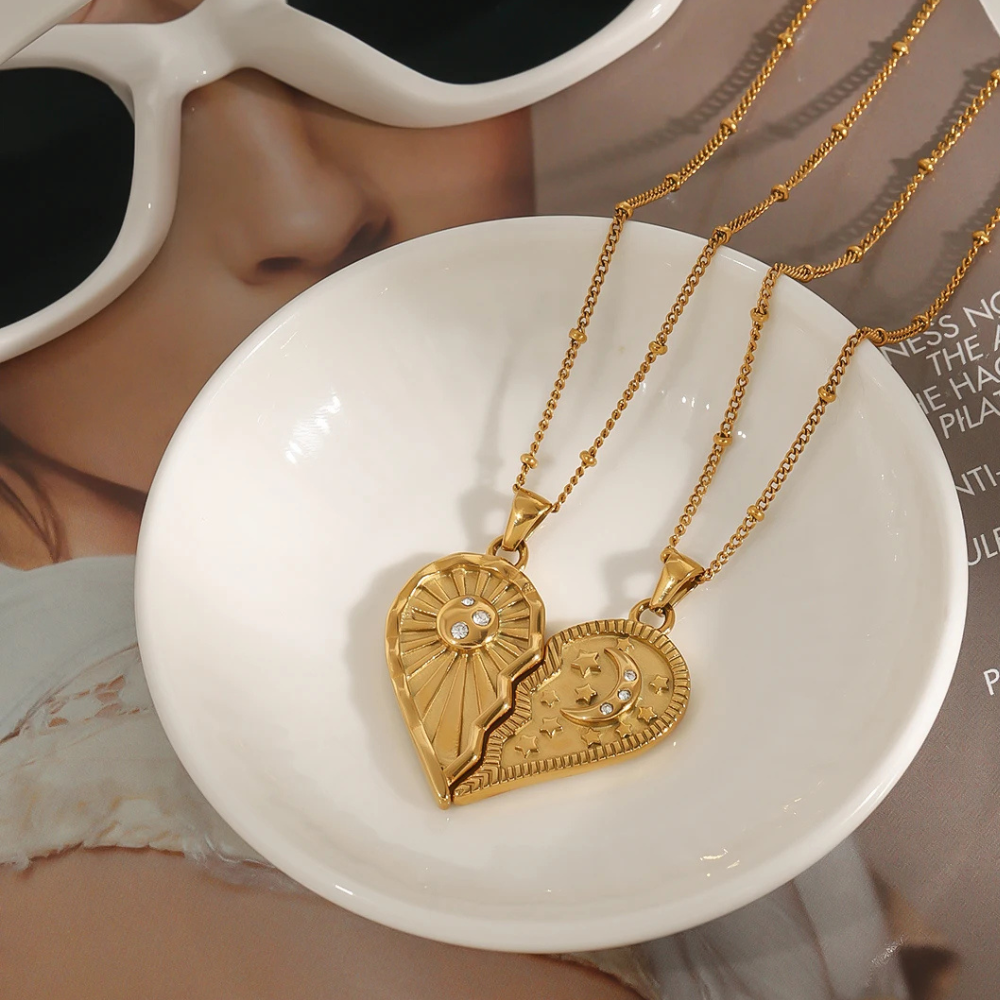 Double Collier Coeur Best Friends doré