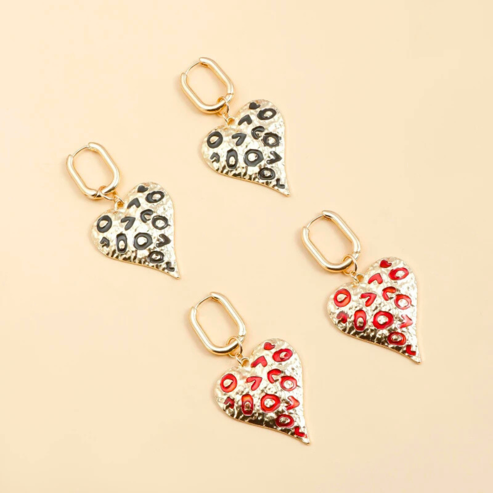 Boucles d'Oreilles Coeur Léopard femme