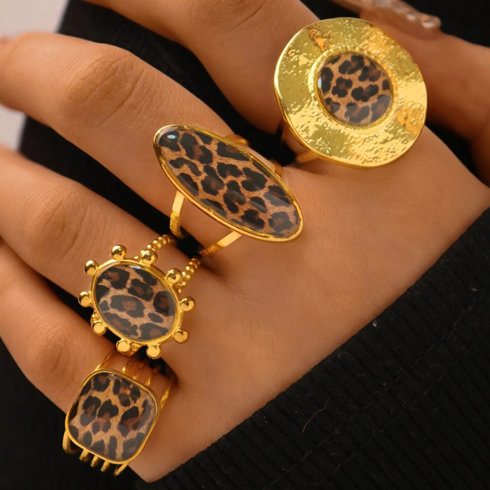 Bague Imprimé Léopard or