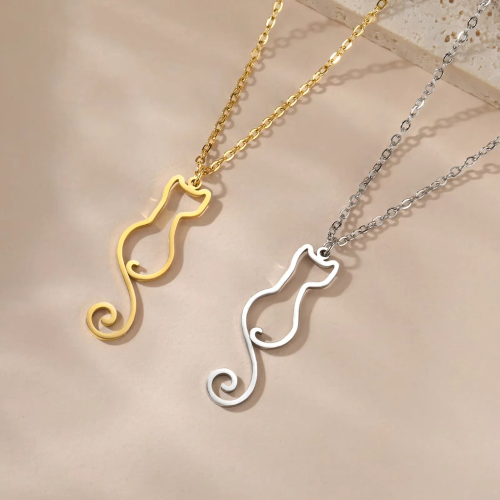 Collier Chat Silhouette acier inoxydable