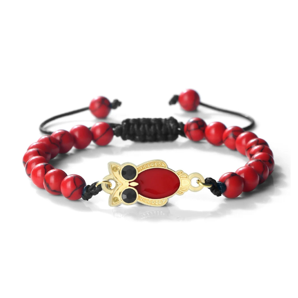 Bracelet Homme Chouette rouge