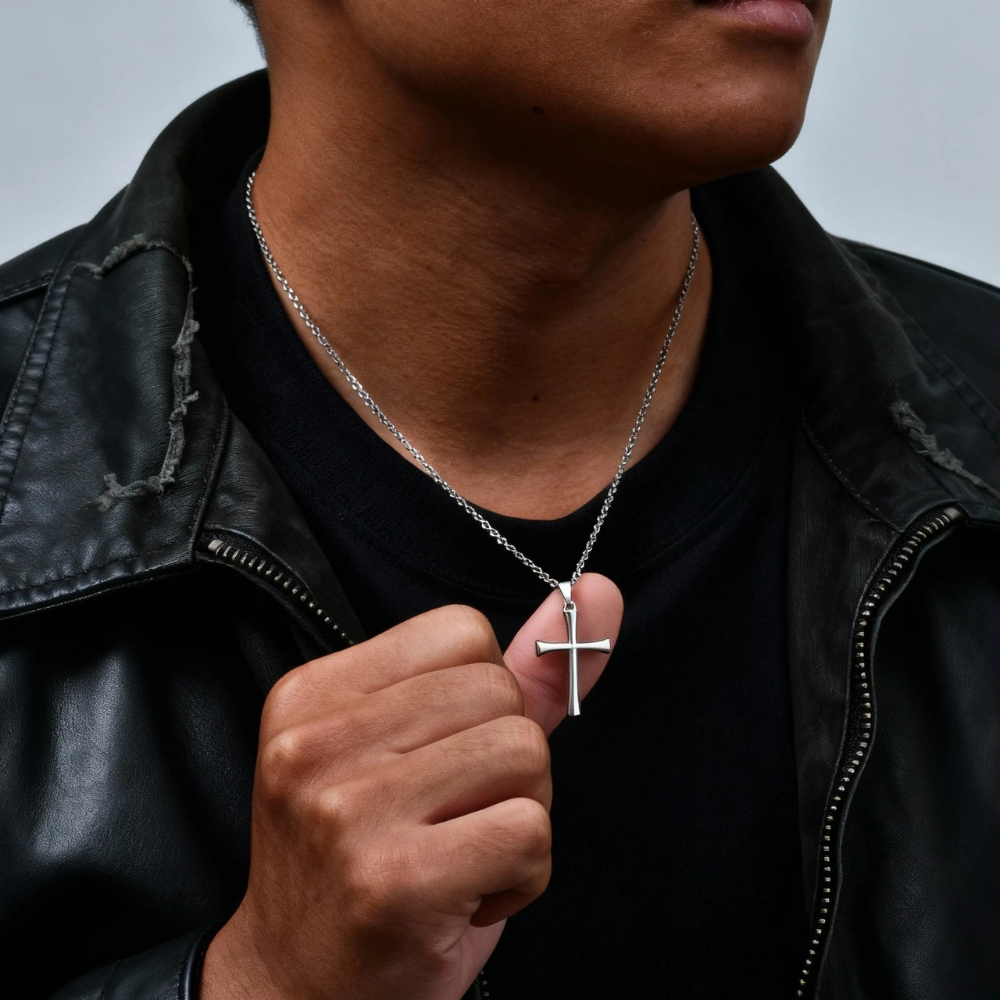 Collier Croix Minimaliste Homme acier inoxydable