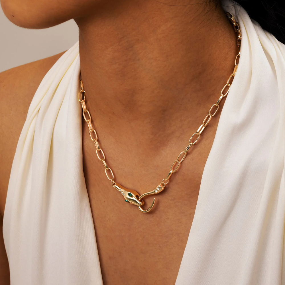 Collier Serpent Mord Queue femme
