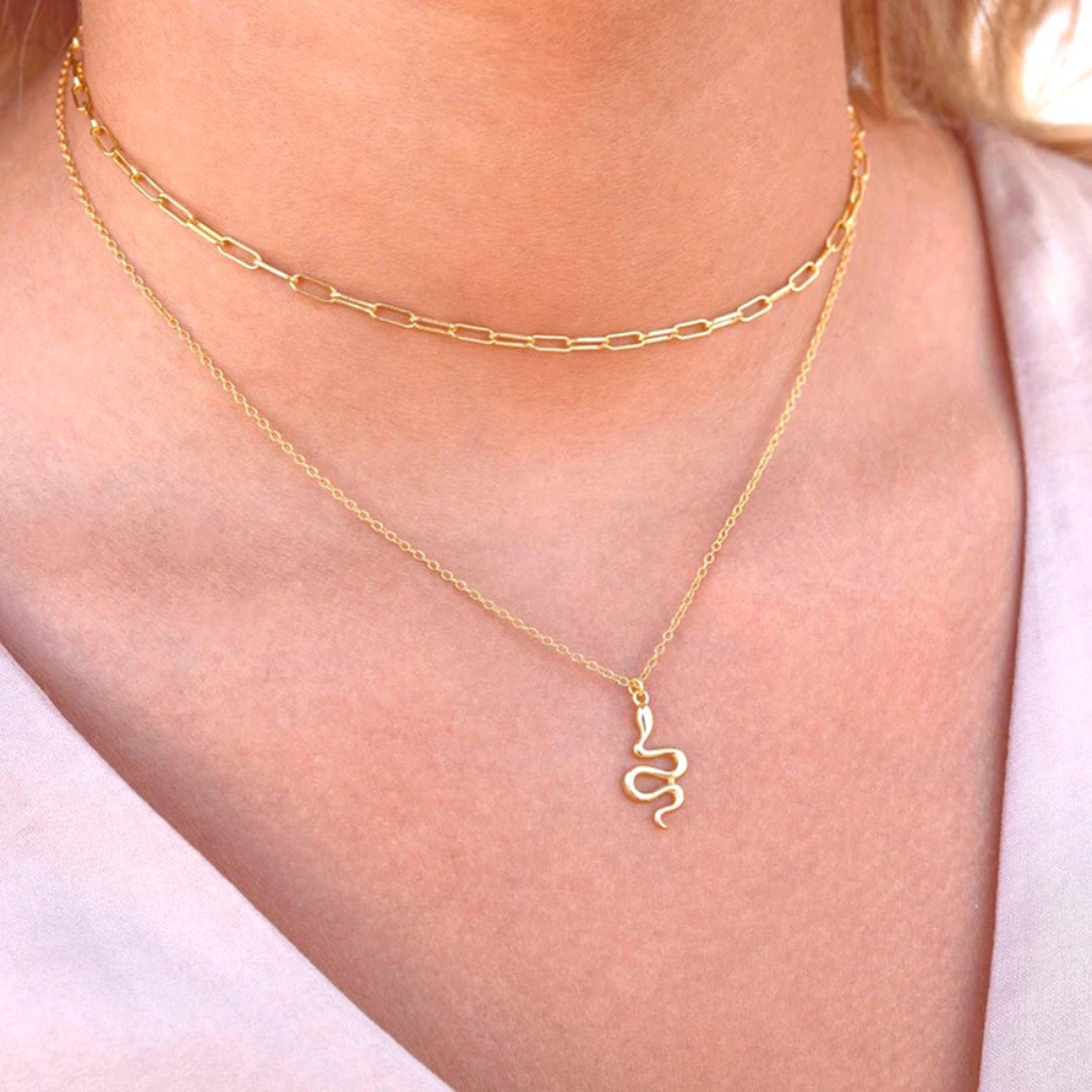 Collier Pendentif Serpent doré