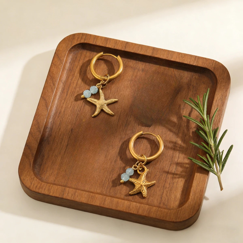 Boucles d'Oreilles Étoile de Mer Bohème creoles