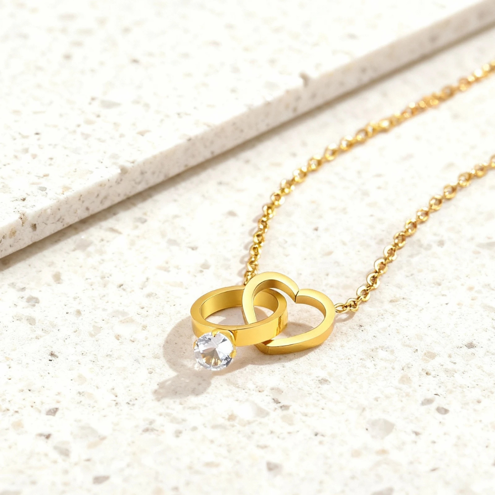 Collier Coeur et Bague Fiançailles fille