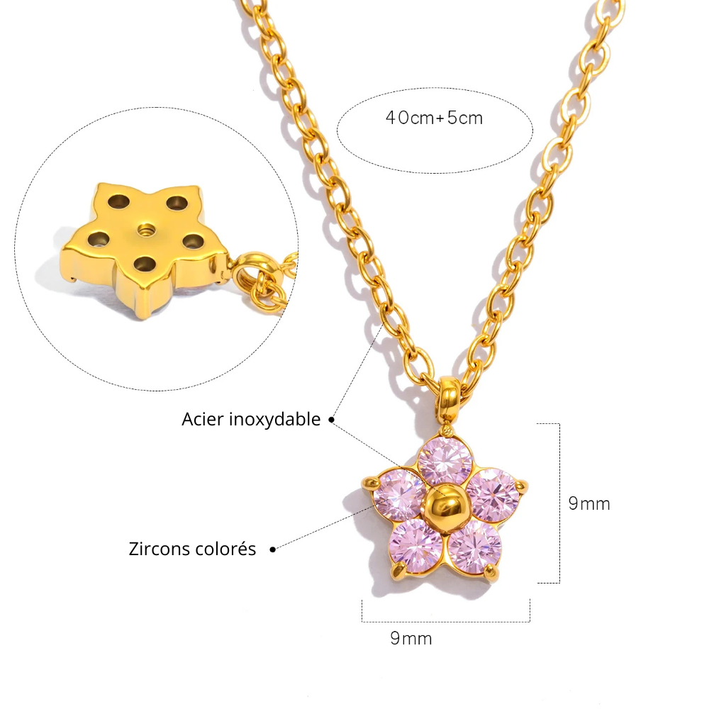 Collier petite Fleur Strass femme