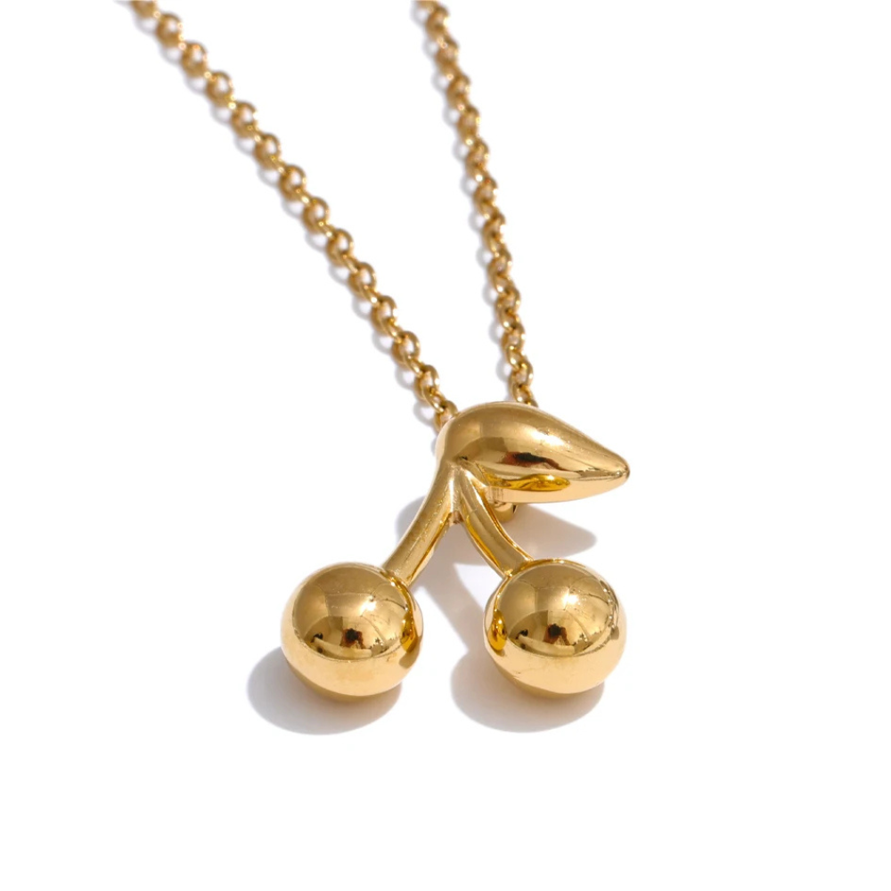 Collier Breloque Cerise or