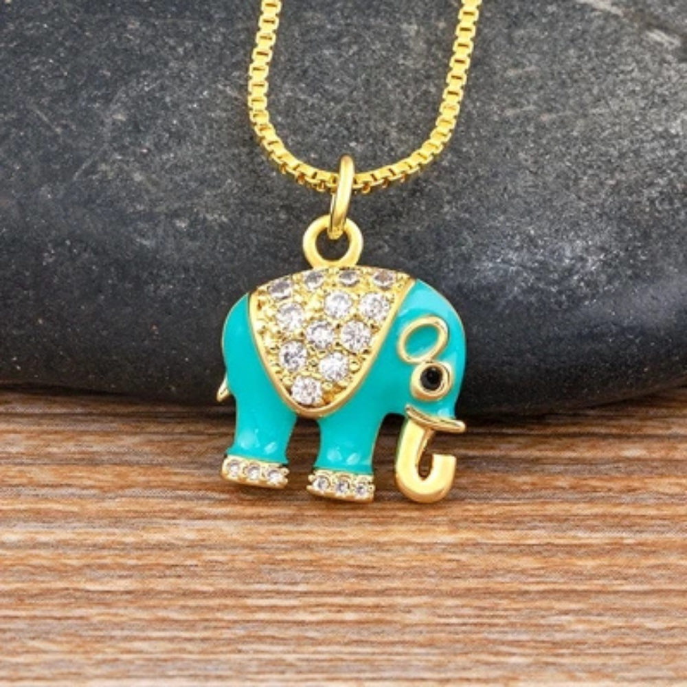 Collier Éléphant bleu