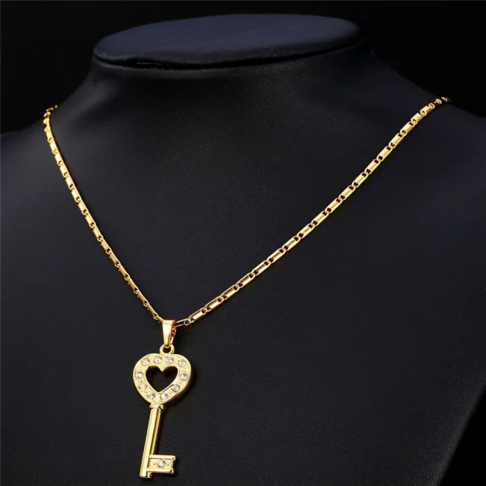 Collier Clé Cœur pendentif