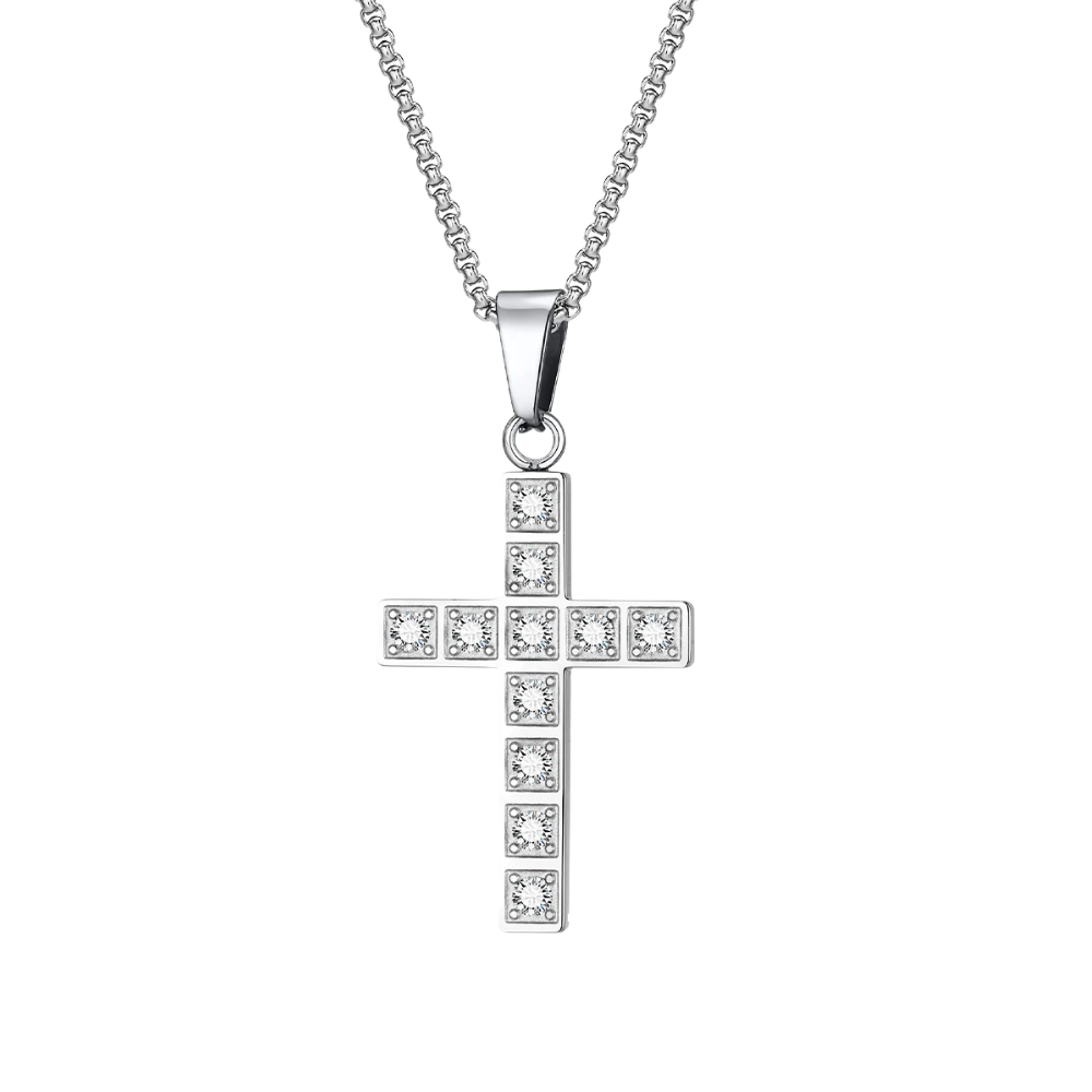 Collier Croix Argent Zircon Homme