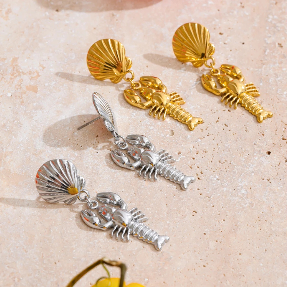 Boucles d'Oreilles Coquillage Homard femme