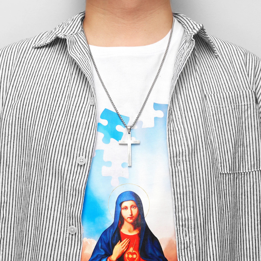 Collier Croix Chrétienne Homme acier