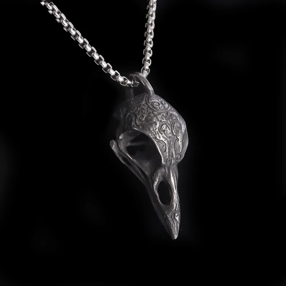 Collier Crâne de Corbeau acier