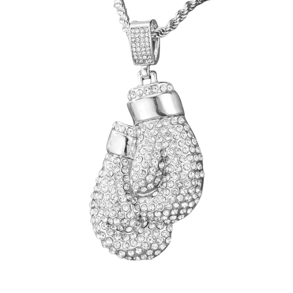 Collier Gants de Boxe Strass argent