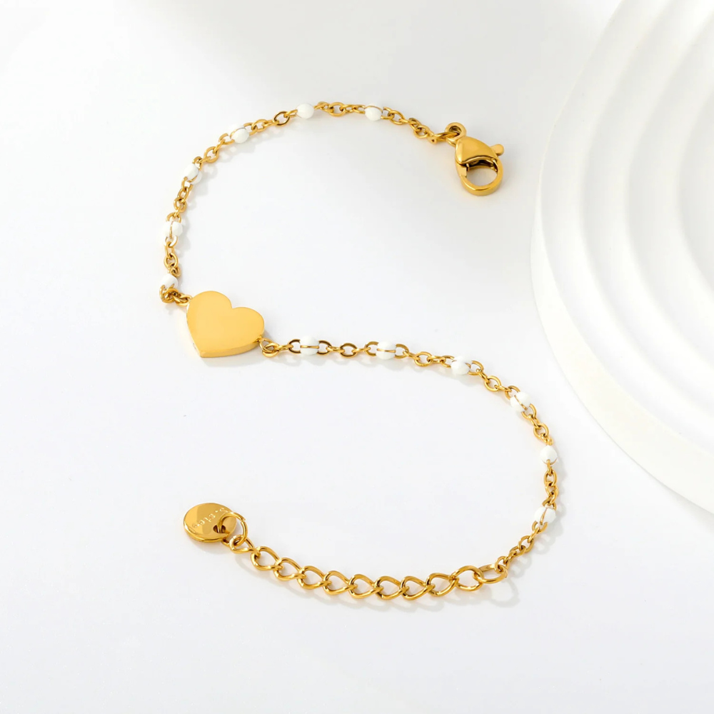 Bracelet Cœur or et blanc