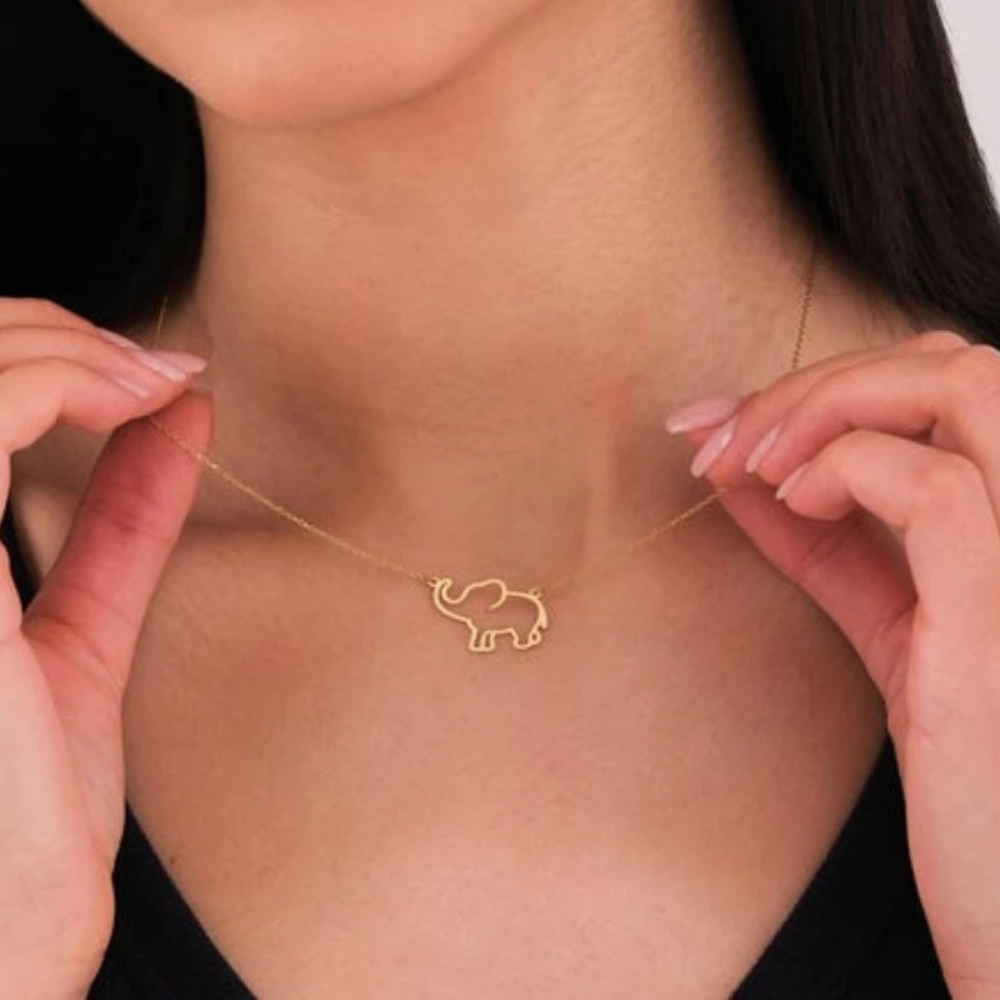 Collier Éléphant Doré or