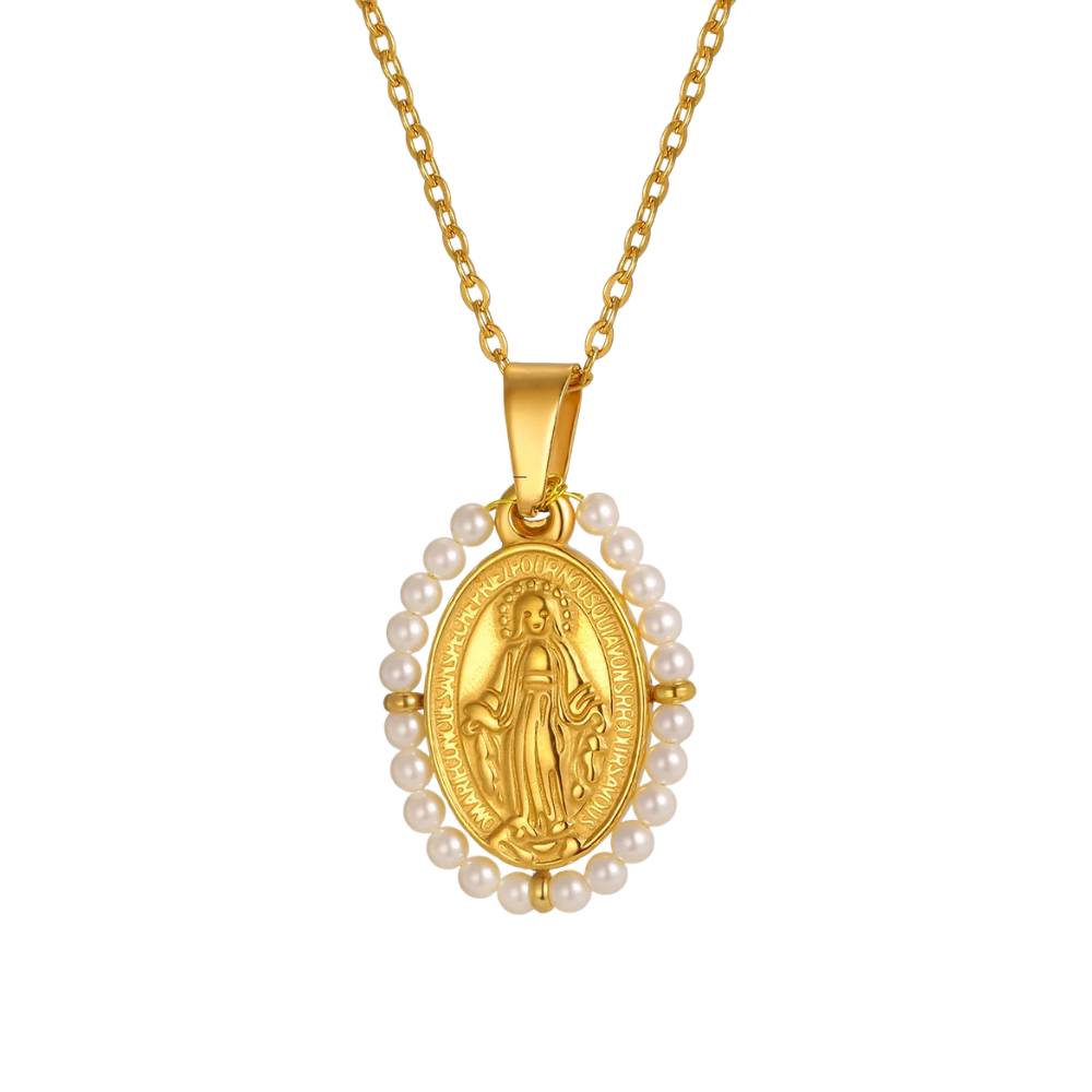 Collier Vierge Marie Perles femme