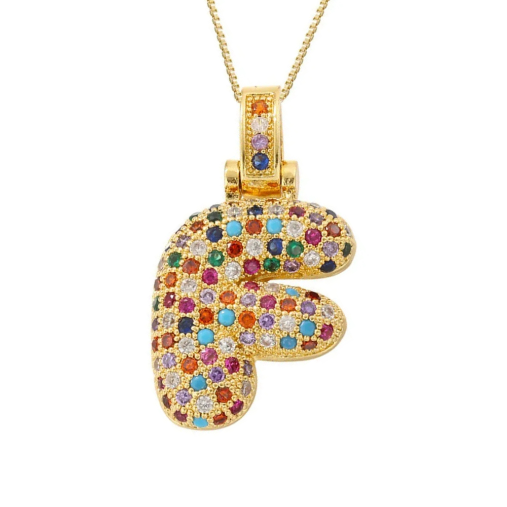 Collier Lettre Bubble Couleur f