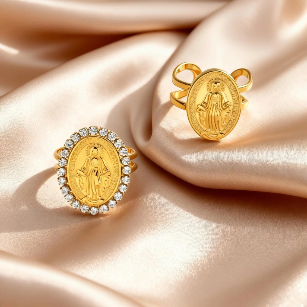 Bague Vierge Marie diamants femme