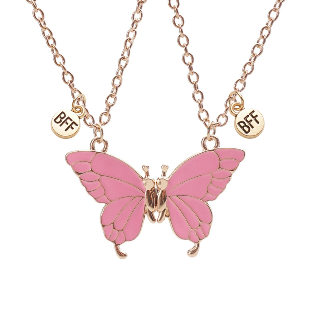 Collier Papillon meilleur ami rose